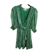 Excellent Condition Women Small Green Floral Short Sleeve Sheer Dress - $20.99