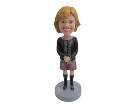 Custom Bobblehead Beautiful Lady In Skirt With Hands Clenched - Leisure &amp; Casual - £71.14 GBP