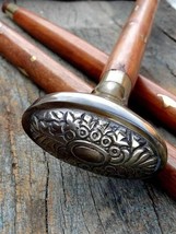 Antique Vintage Walking Cane Brass Designer Handle Wooden Walking Stick - £29.85 GBP