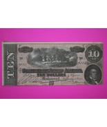 1864 Confederate States of America $10 Ten Dollars Guarantee Authentic B... - $69.99