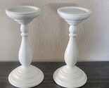 Ikea Ceramic White Pillar Farmhouse Country Mantle Candle Holder Pair 30... - $49.50