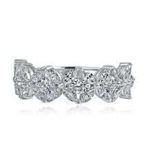 1.80 Ct Marquise Round Cut Lab Grown Diamond Floral Wedding Band 14k White Gold - $1,388.56