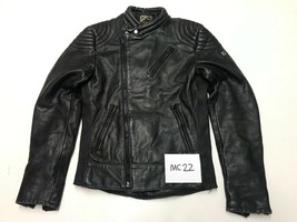 Vintage Giubbotto Moto IN Pelle Nero Etichetta 90 Ascella/Ascella 45.7cm (mc22) - $54.79