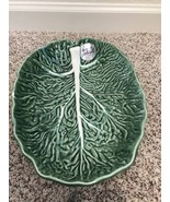Olfaire 12” Oblong Green Cabbage Serving Bowl Made In Portugal Has Chip - £22.93 GBP