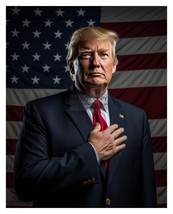 President Donald Trump With American Flag Behind Him Patriotic 8X10 Ai Photo - £6.77 GBP