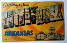 Greetings From Little Rock Arkansas Large Big Letter Linen Postcard Vintage - £6.50 GBP