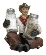 Western Wrangler Cowboy With Hat Scarf And Chaps Salt Pepper Shakers Hol... - $547.38 MXN