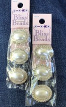 2 Bliss Beads 3pc 4 Hole Sliders  Metal Silver Tone Faux Pearl Jewelry 1... - £6.86 GBP