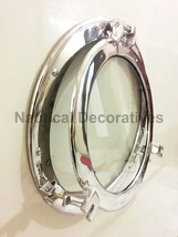 Nickel Plated 17&quot; Canal Boat Porthole- Ship Round Window Glass Home Decor - £70.89 GBP