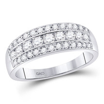 14kt White Gold Womens Round Diamond Triple Row Band Ring 3/4 Cttw - £869.55 GBP