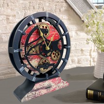 Desk Clock 10 Inch moving gears - convertible into a Wall clock (Red Lava)  - $119.99