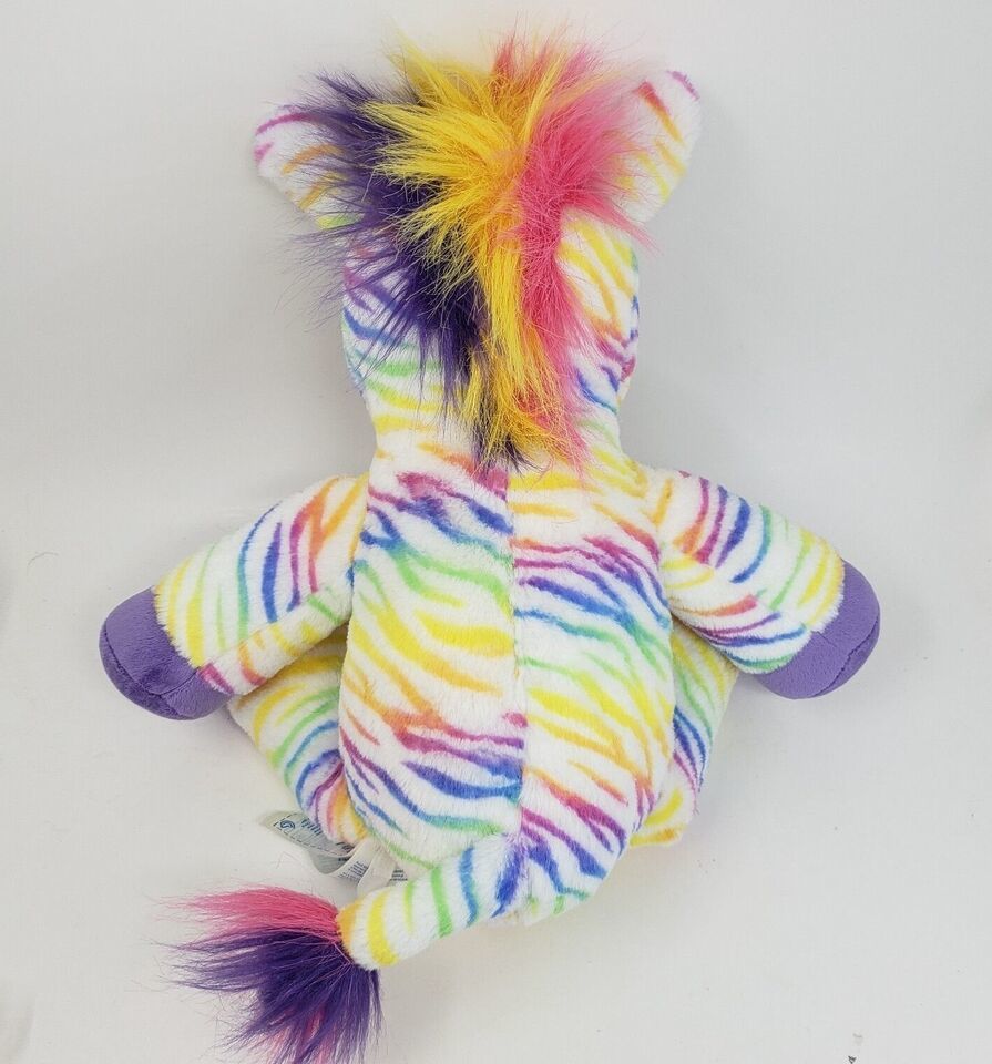 18" BUILD A BEAR PASTEL RAINBOW STRIPES ZEBRA STUFFED ANIMAL PLUSH TOY RETIRED Item image 5