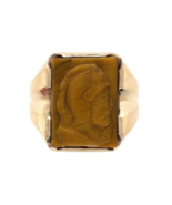 10k Yellow Gold Genuine Natural Tiger&#39;s Eye Men&#39;s Warrior Cameo Ring (#J... - $589.00 CAD