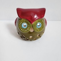 Ceramic Owl Tealight Holder Candle Holder CUTE Olive Green Fuschia Pink - £9.64 GBP