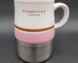 Starbucks Coffee Mug 2006 Ceramic Stainless Steel Pink Stripes 14 oz Non... - $8.90