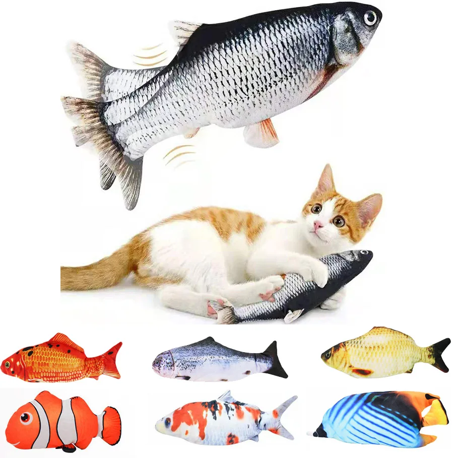 Cat USB Charger Toy Fish Interactive Electric floppy Fish Cat toy Realistic Pet  - £25.33 GBP