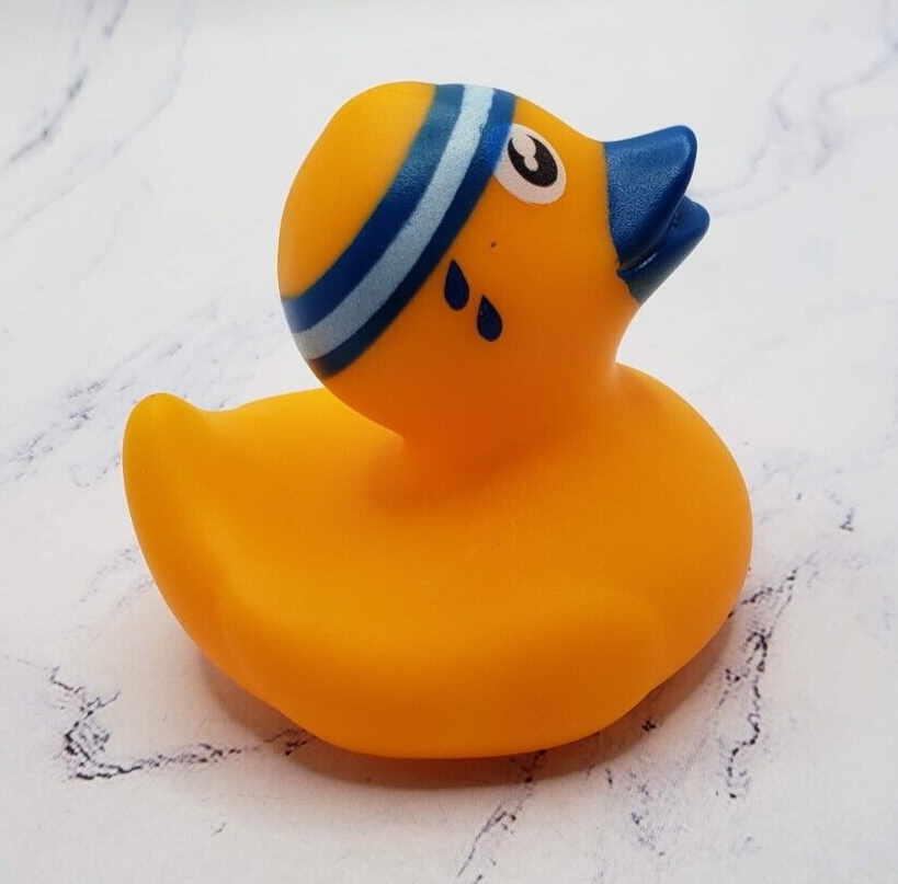 Primary image for Rubber Duck 2” Yellow and Blue Workout Rubber Duckie Bath Pool Toy Ducky