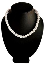 Iced Crystal Rhinestone Pollyanna Disco Ball Bead Baseball Necklace White Silver - £16.60 GBP+