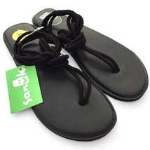 Sanuk Womens Flip Flops Yoga Sunshine Knotted Thong Sandals Black Strap ... - $26.97