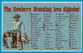 Vintage Postcard Texas The Cowboy&#39;s Branding Alaphabet - £7.77 GBP