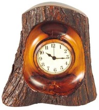Mantel Clock MOUNTAIN Lodge Old Hickory Bark Resin Hand-Cast Battery-Operated - £167.06 GBP