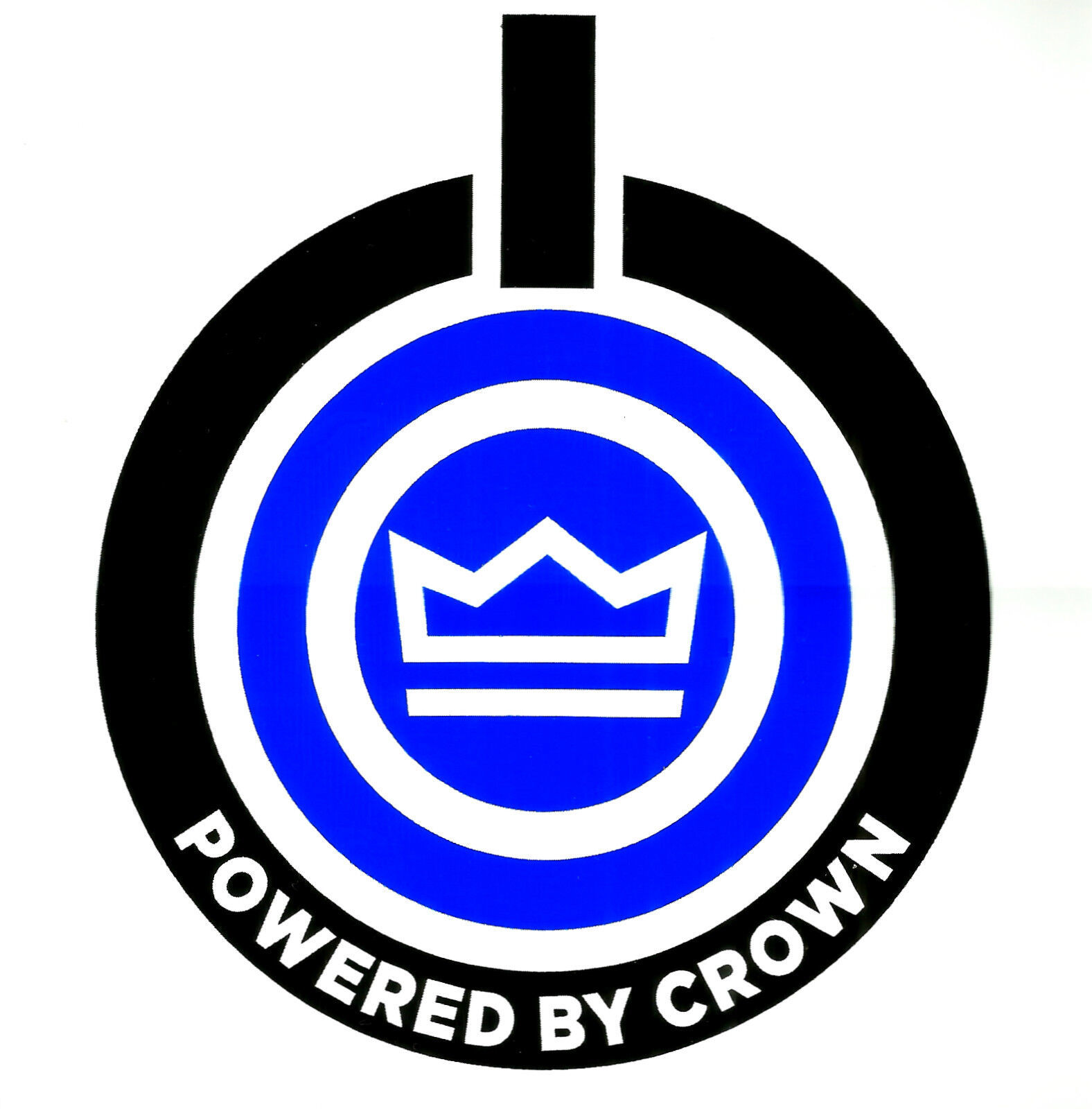 POWERED BY CROWN Vinyl Removable STICKER mobile d j amp audio case rack ... - $21.11