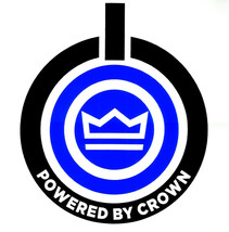 POWERED BY CROWN Vinyl Removable STICKER mobile d j amp audio case rack ... - £10.39 GBP