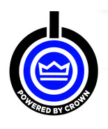 POWERED BY CROWN Vinyl Removable STICKER mobile d j amp audio case rack ... - £15.49 GBP