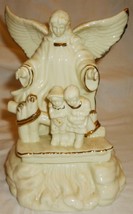 Vintage Lefton White Porcelain Guardian Angel Figurine Music Box Amazing Grace - £15.75 GBP