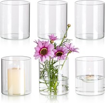 Glasseam Cylinder Vases For Centerpieces, Set Of 6 Clear Glass Vases For, 4In - $36.99