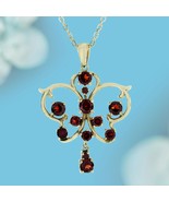 9K Yellow Gold Natural Garnet Victorian Style Pendant - $600.00