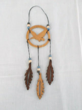 HAND MADE WOOD FULL BODY FLYING EAGLE DREAM CATCHER w 3 DANGLING FEATHER... - $6.99