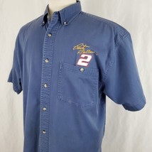 Rusty Wallace #2 NASCAR Button Down Shirt XL Blue Short Sleeve Embroidered - £11.79 GBP