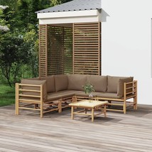  Garden Lounge Set Taupe Bamboo, Polyester Standard Modular - $16,057.87 MXN