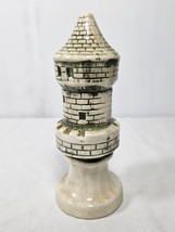 7&quot; Tall Ceramic Chess Piece White Green ROOK Castle Office Home Decor - £10.98 GBP