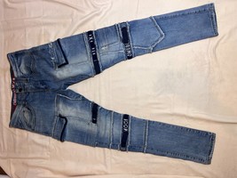 Smugglers Moon Jeans Mens 32x32 Light Wash Distressed Straps Cargo Pocke... - $44.54