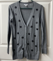 Old Navy Sequined Cardigan Sweater Women’s Size XS Dark Gray Button Up F... - £8.41 GBP