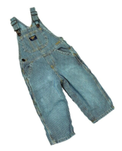 Oshkosh Bgosh Striped Railroad Overalls Size 18M Baby Train Conductor Blue White - £9.38 GBP