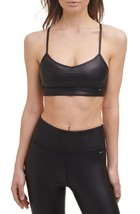MSRP $45 DKNY Athleather Faux Leather Sports Bra Black Size Medium - £7.70 GBP