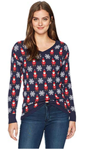 Isabellas Closet Womens All Over Santa V-Neck Ugly Christmas Sweater - $16.40