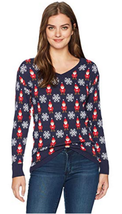 Isabellas Closet Womens All Over Santa V-Neck Ugly Christmas Sweater - £12.99 GBP