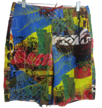 No Boundaries  Men Board Shorts sz 32 abstract colorful loud surfing swim trunks - £13.39 GBP