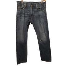 Polo Ralph Lauren Mens Hampton Straight Jeans Blue Distressed Faded Denim 35x32 - £19.60 GBP