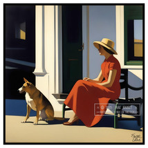 Lady in Red Dress w Her Dog 2019 Jasper Collins * Frame Worthy Art - £60.57 GBP