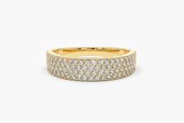 14k Gold Half Eternity 4 Row Micro Pave Wedding Band Anniversary Ring Gift - £880.62 GBP
