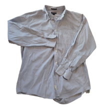 Lands&#39; End Button Up Shirt Men&#39;s 16 1/2-34 Check Blue White No Iron Long... - $15.82