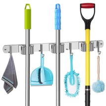 Mop And Broom Holder Wall Mount,14.5&quot; Installation Heavy Duty Broom Mop ... - £23.59 GBP