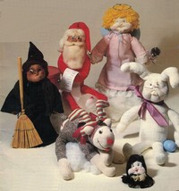 Stuffed Soft Sculpture Stocking &amp; Sock Dolls Xmas Easter Bunny Bear Sew Pattern - £11.05 GBP