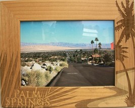 Palm Springs California with Palm Tree Laser Engraved Wood Picture Frame (5 x 7) - £24.77 GBP