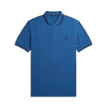 Fred Perry Men&#39;s Short Sleeve M3600 Twin Tipped Polo Shirt Midnight Blue Navy L - £54.44 GBP